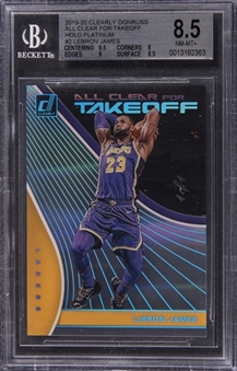 2019-20 Panini Donruss Clearly "All Clear For Takeoff" Holo Platinum #2 LeBron James (#1/1) - BGS NM-MT+ 8.5